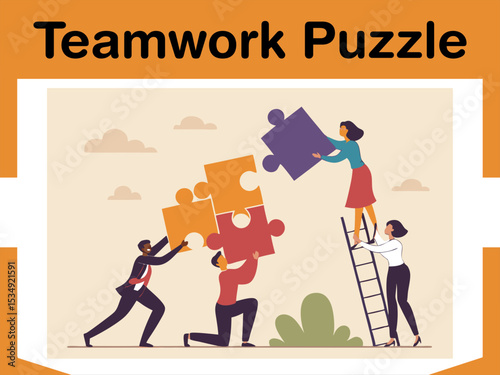 Teamwork Puzzle Collaboration Animation