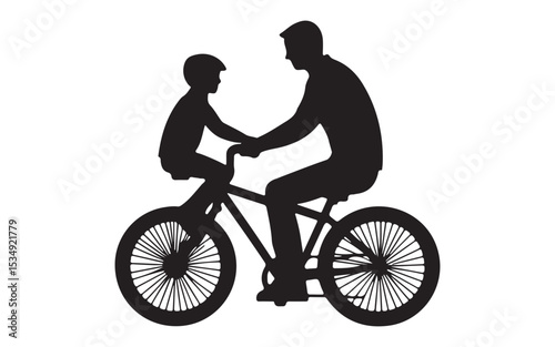 father's day silhouette of a couple riding a bicycle