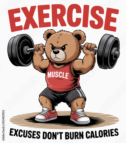 Bear Lifting Weights Motivation