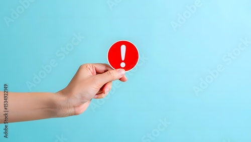 Hand Holding a Red Exclamation Point Symbol Warning Alert Notification and Risk of Problems Concept Visual