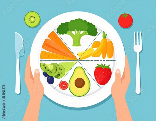 Colorful Healthy Balanced Diet Plate