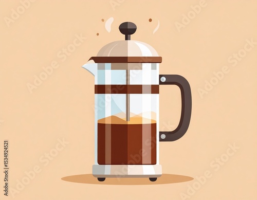 Colorful French Press Coffee Maker Illustration