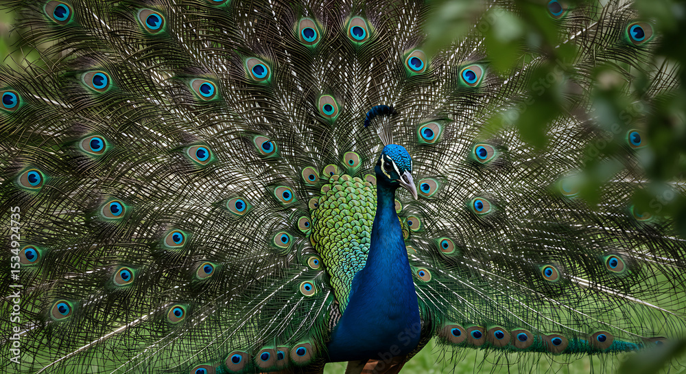 Obraz premium peacock with feathers out