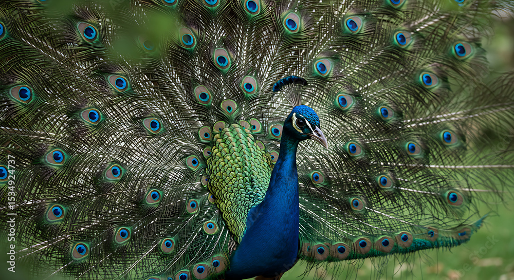 Fototapeta premium peacock with feathers out