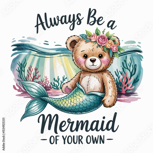 Mermaid Bear with Floral Crown
