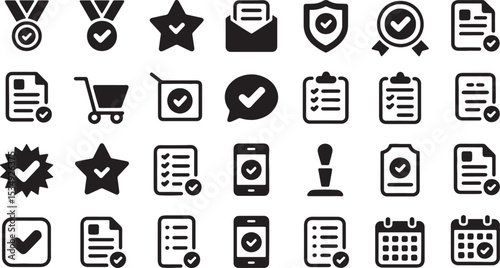 High-Quality Vector Icons Check Marks, Stars, Documents, and More - Perfect for UI/UX Design