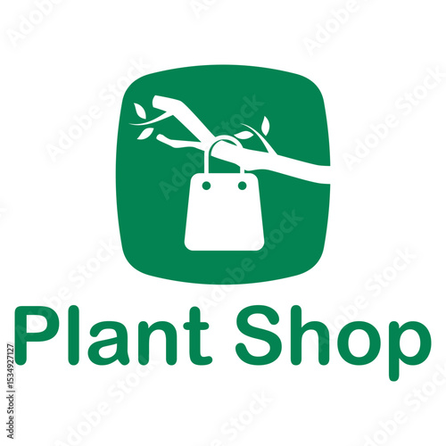 plant shop flat minimalist logo design