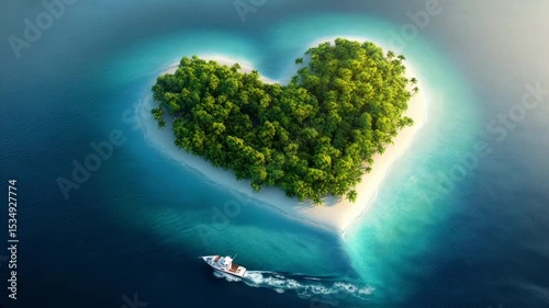 Heart shaped island paradise tropical getaway