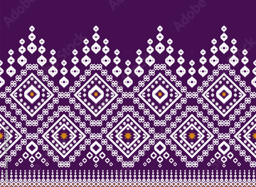 Abstract geometric design of ethnic, western fashion for Pakistani, Indian, Arab rugs, fabric, clothing, rugs, vector illustration, embroidery style, seamless, and wallpaper.