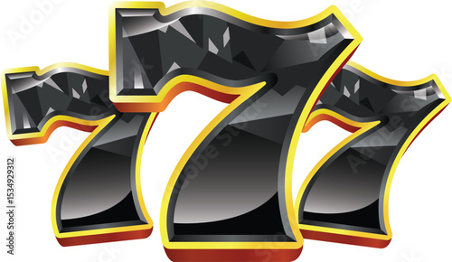 Bright and colorful number 7 graphic in slot machine style, perfect for online casinos, mobile games, or gambling themes. Inspired by classic Vegas slot machines with vibrant colors and bold outlines.