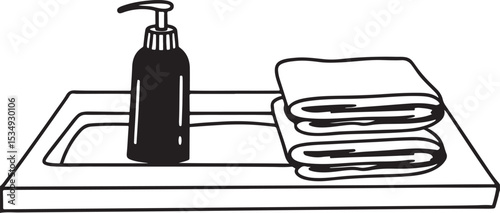 Vector illustration of a hand holding a wine bottle with a dripping faucet icon