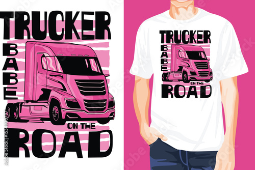 Trucker babe t-shirt design