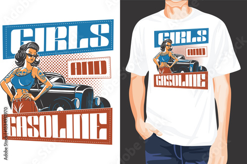 Woman with 50's style t-shirt design