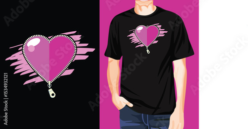 Zipper heart t-shirt design