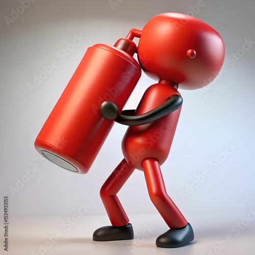 humanoid figure with gas cylinder