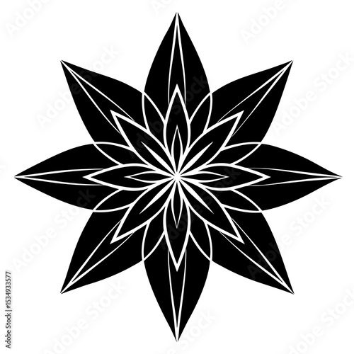 Starflower Vector Illustration | Generative AI & Linocut Silhouette Art Design