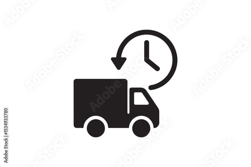 Delivery Clock silhouette vector with white background