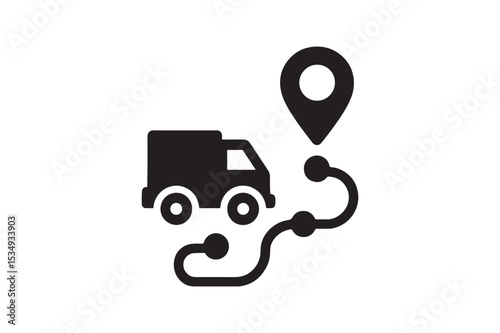 Delivery Route silhouette vector with white background