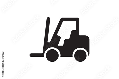 Forklift silhouette vector with white background
