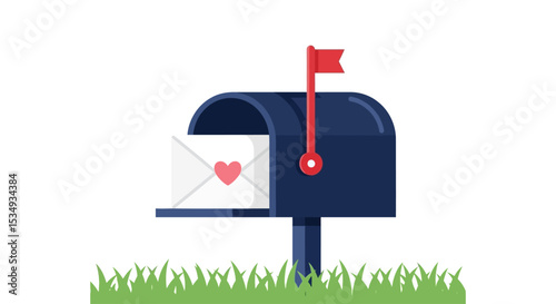 Romantic Mailbox Love Letter in Postbox Illustration