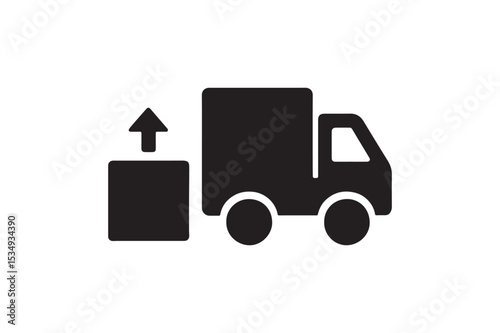 Loading Truck silhouette vector with white background