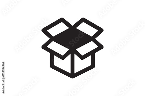 Open Box silhouette vector with white background