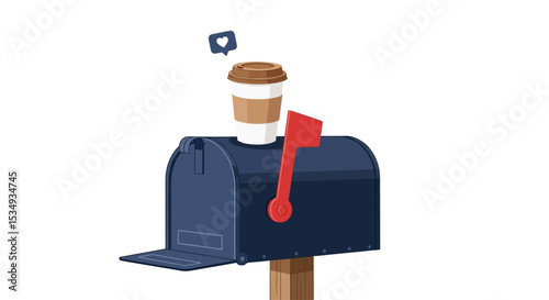 Mailbox with Coffee A Whimsical Illustration
