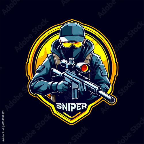Esport style sniper illustration. can be used for logo. Esport Logo