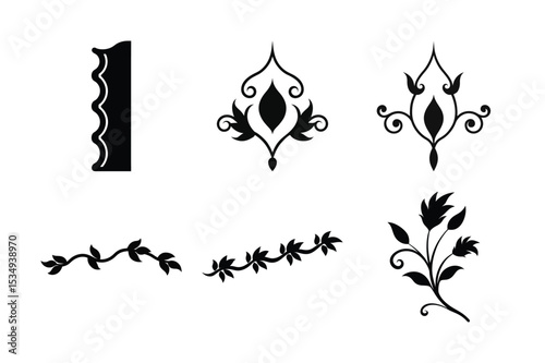 Elegant Floral Design Elements Featuring Vines and Ornate Flourishes Creating a Beautiful and Timeless Visual Appeal