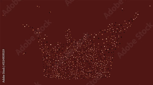 Abstract coffee, cocoa or chocolate powder particles flow. Brown dots, dust or sand wavy element. Flowing grit round dots and particles wavy texture. Ground grain scatter element background. 