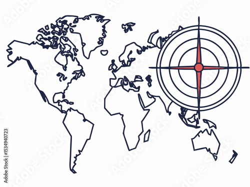 Creative Vector Icon Of A Simplified World Map Marked With Illustration