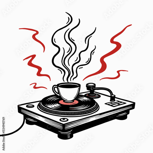 Street Cafe, cafeteria wall. Vector Concept with Street Art and Coffee Theme Illustration

