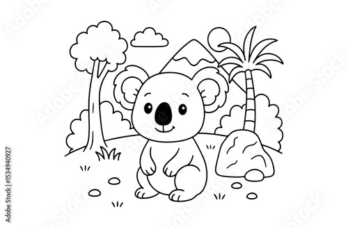 Coloring pages of a koala for kids