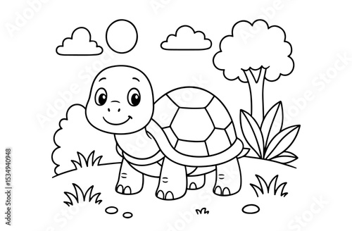 Coloring pages for kids of a turtle