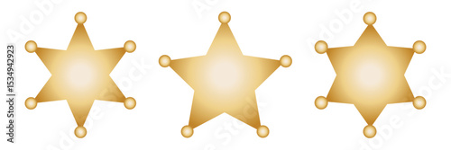 Gold star sheriff badge on isolated background
