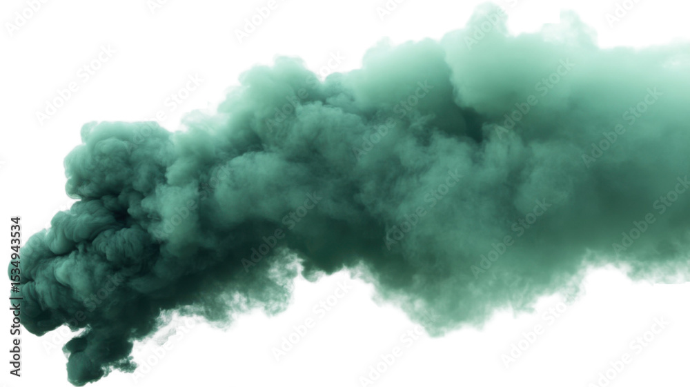 Fototapeta premium Title: Green Fire and Smoke Effect Isolated on White Background