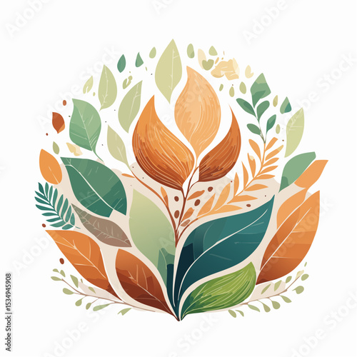 abstract painting symbolizing environmental protection with organic shapes in earthy color tones
