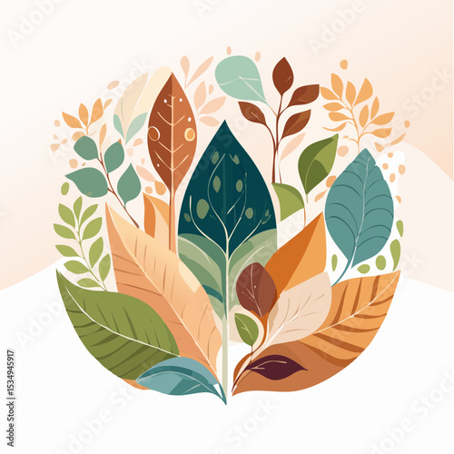 abstract painting symbolizing environmental protection with organic shapes in earthy color tones