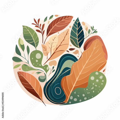 abstract painting symbolizing environmental protection with organic shapes in earthy color tones