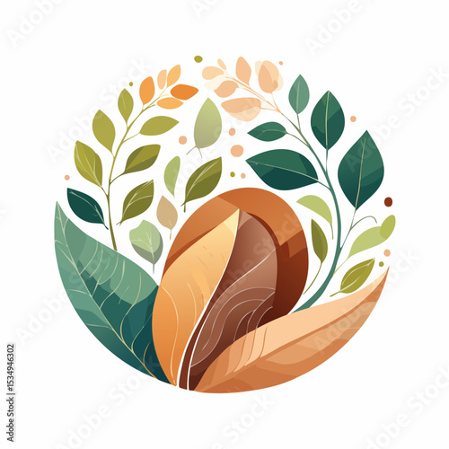 abstract painting symbolizing environmental protection with organic shapes in earthy color tones