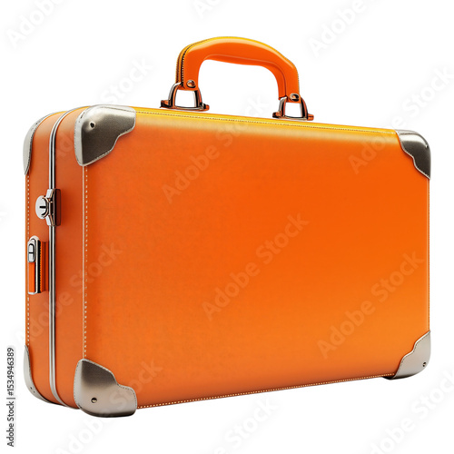 Vintage leather suitcase on a transparent background