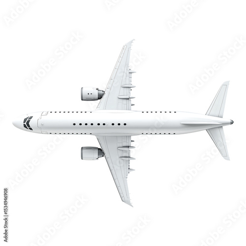 White modern passenger airliner isolated on transparent background 