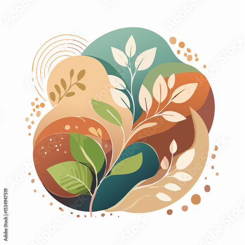 abstract painting symbolizing environmental protection with organic shapes in earthy color tones