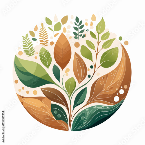 abstract painting symbolizing environmental protection with organic shapes in earthy color tones