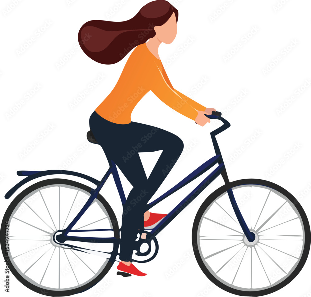 Obraz premium Vector silhouette of a person riding a bicycle, minimal flat design