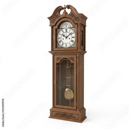 Elegant Antique Grandfather Clock, Classic Wooden Timepiece, Home Decor