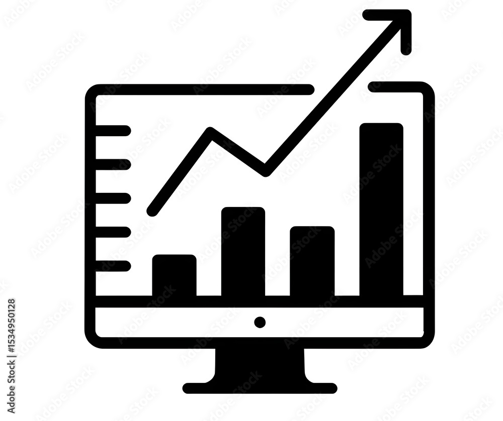 business graph on monitor business graph on monitor