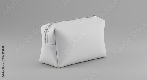 Wallpaper Mural White Leather Cosmetic Bag Mockup, Makeup Pouch Mockup, Blank Toiletry Bag, Isolated Torontodigital.ca