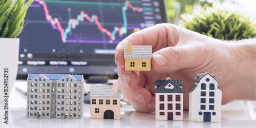 Investor Analyzing Property Market Trends and Choosing Optimal Housing Options for Profitable Portfolio Growth