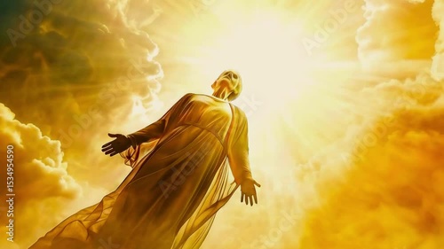 The soul of a deceased person ascends to heaven. Afterlife, meditation and dream concept